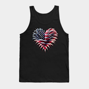 Fighter Jet Airplane American Flag Heart 4Th Of July Tank Top